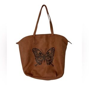 Elegant Tan Butterfly Tote